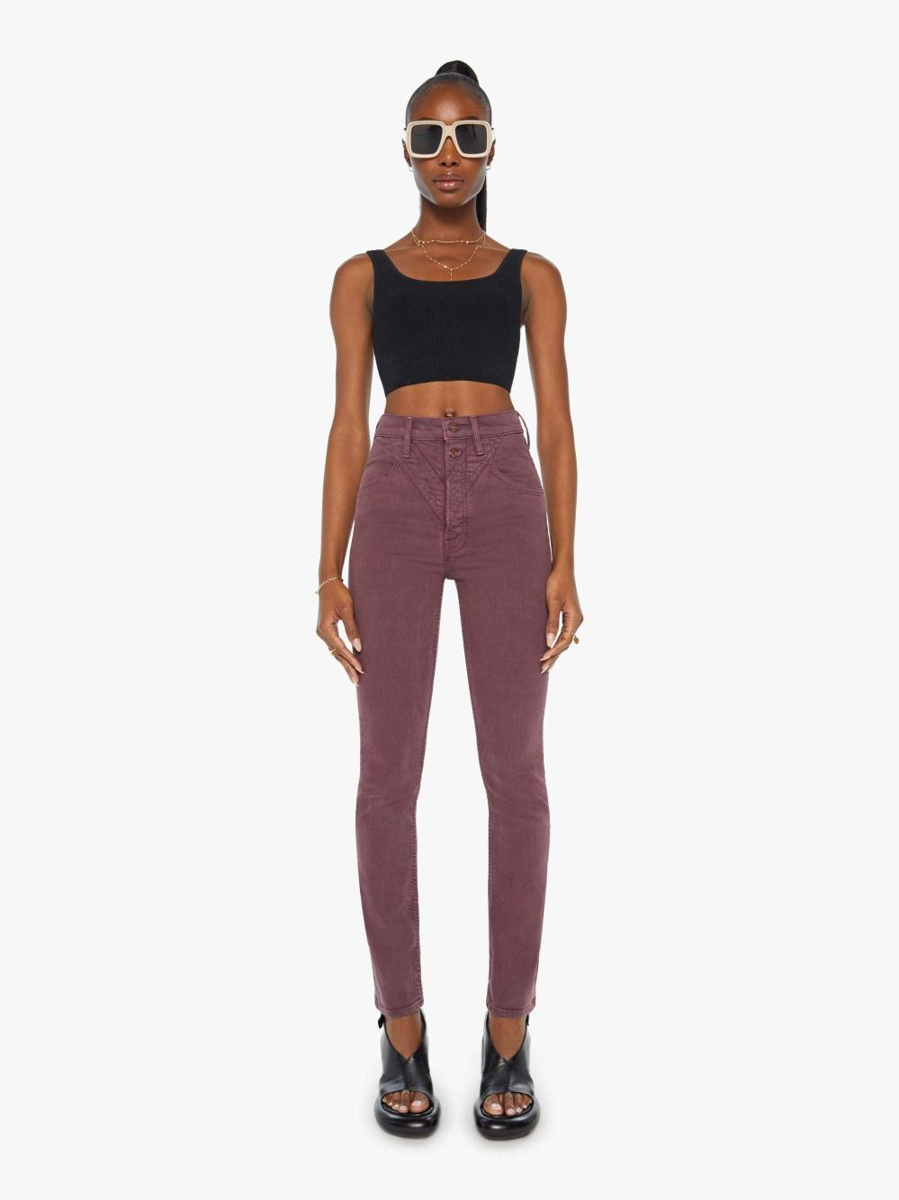 Women Pants | Mother Denim The Rocky Rider Skimp - Cats And Dogs - Mauve Wine