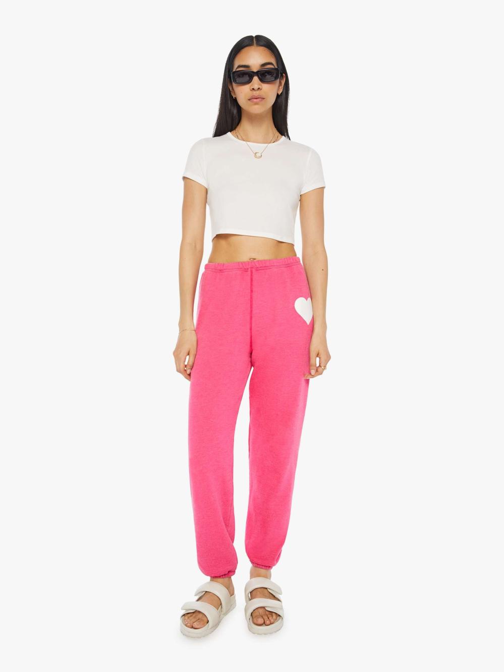 Women Sweatpants | Mother Denim SPRWMN - HEART SWEATPANTS HOT PINK