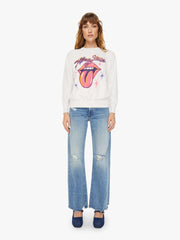 Women Sweatshirts | Mother Denim MadeWorn Rolling Stones Airbrush Shrunken Sweatshirt - Vintage White
