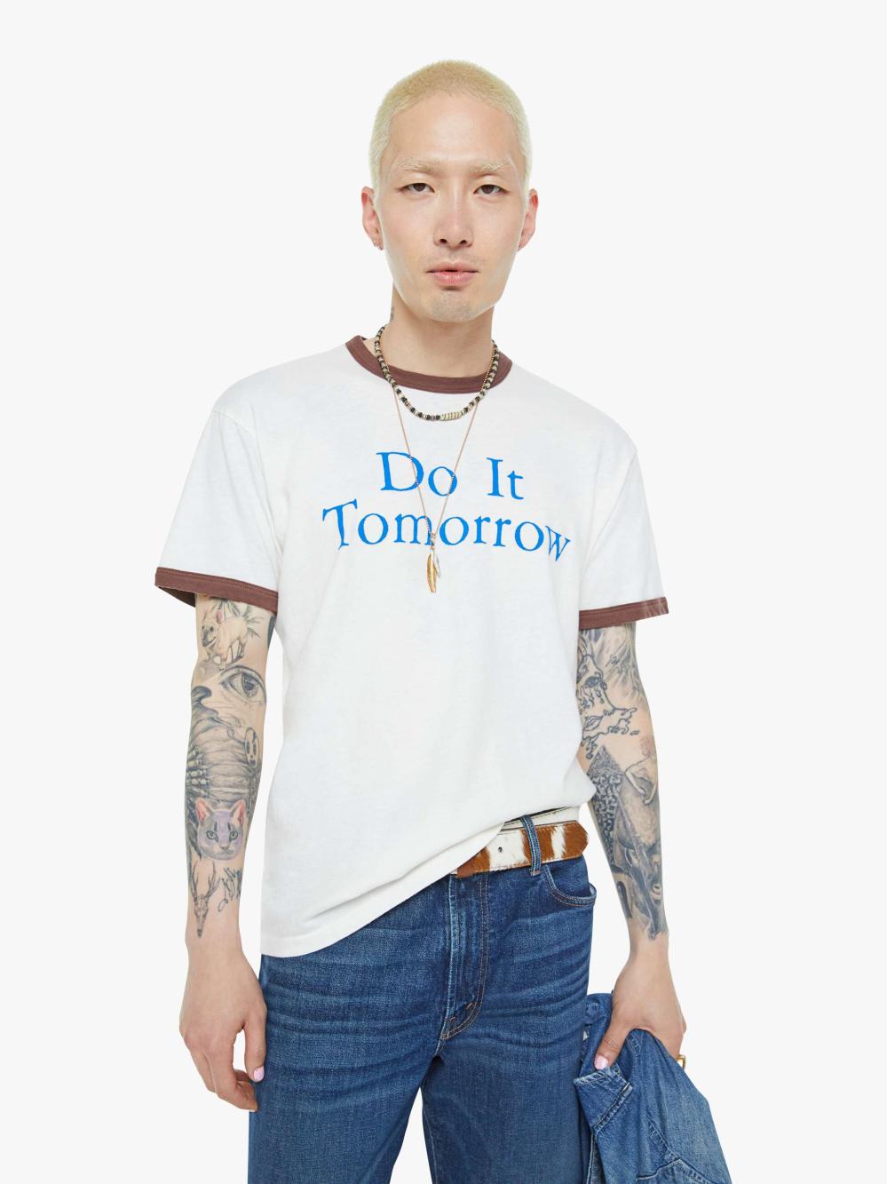 Men Tees | Mother Denim The Lowdown Ringer Tee - Do It Tomorrow