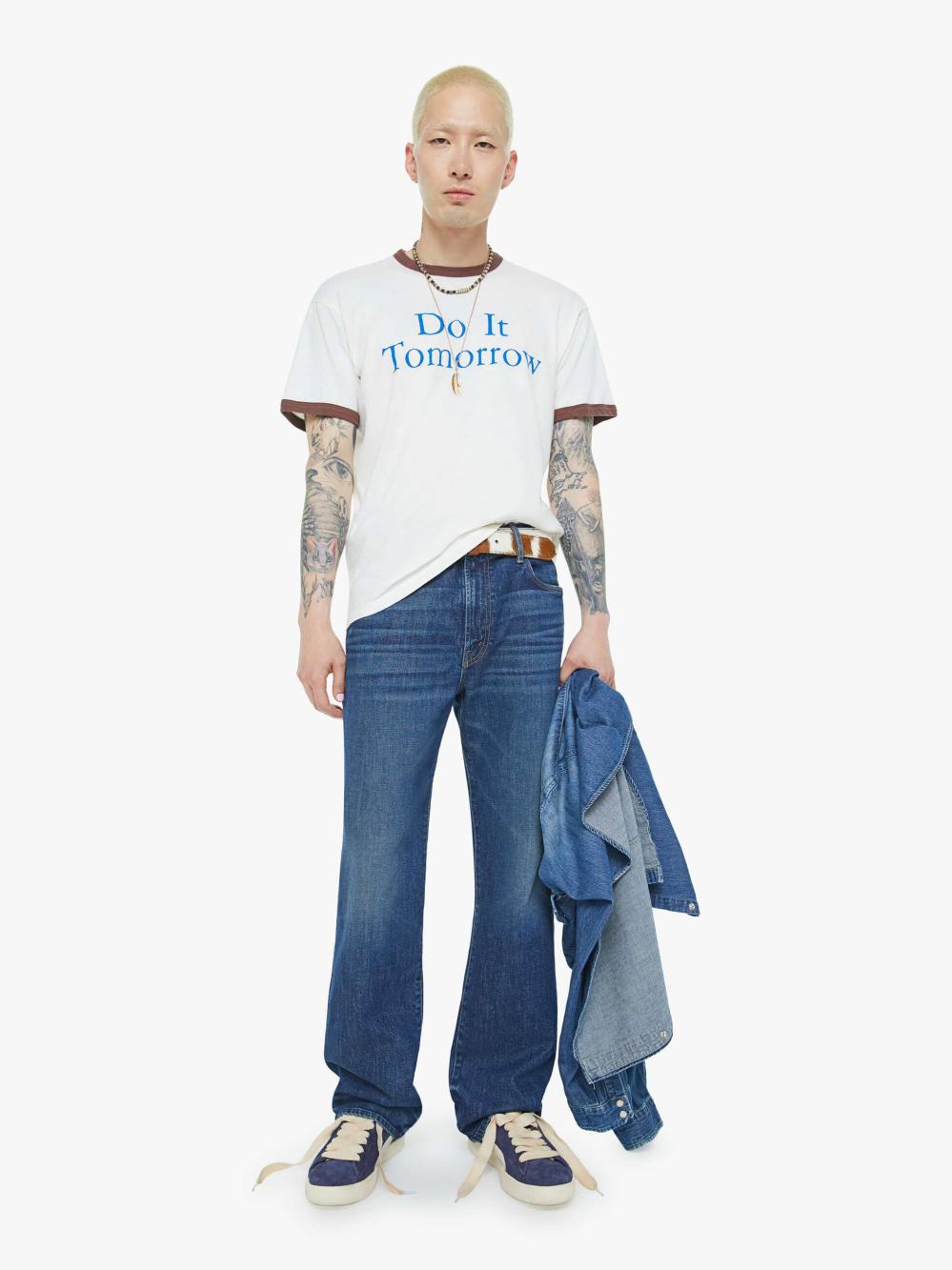 Men Tees | Mother Denim The Lowdown Ringer Tee - Do It Tomorrow