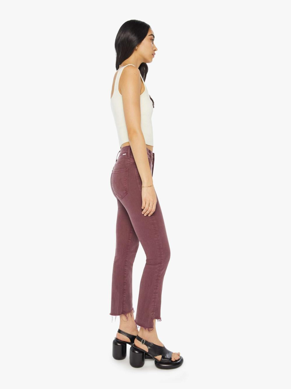 Women Bootcut | Mother Denim The Insider Crop Step Fray - Mauve Wine