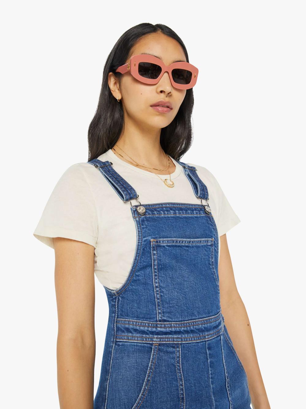 Women Flare | Mother Denim High Waisted Twister Overall Sneak - Punch Buggy