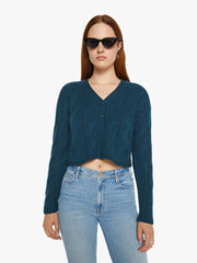 Women Jackets | Mother Denim SABLYN Jolie V-Neck Cropped Cable Cardigan - Compass