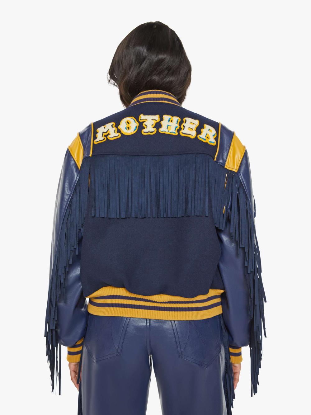 Women Jackets | Mother Denim The Fringe Team Spirit - Varsity Blues