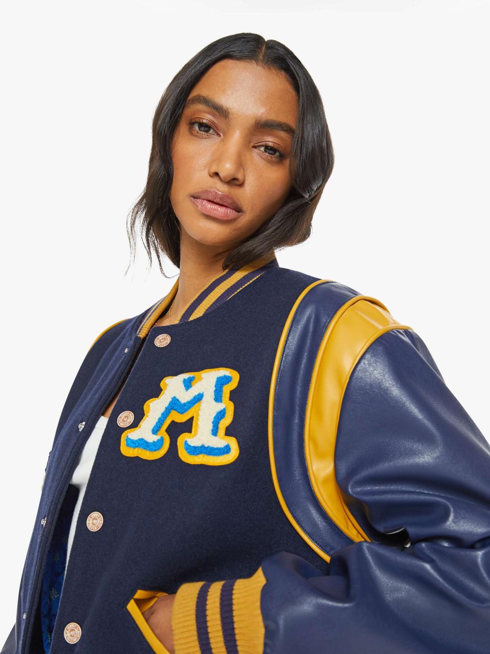 Women Jackets | Mother Denim The Fringe Team Spirit - Varsity Blues