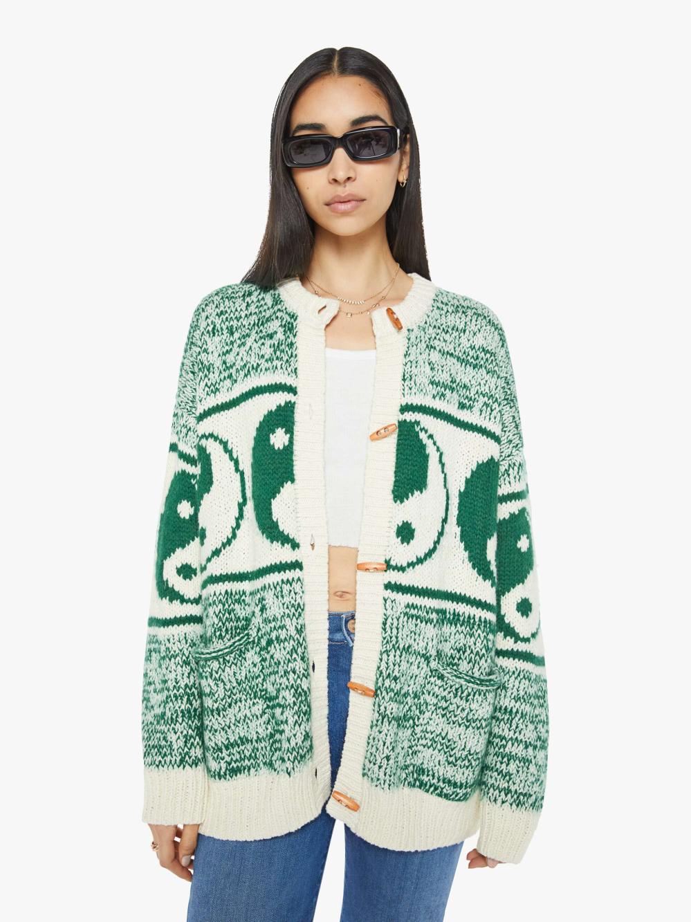 Women Jackets | Mother Denim The Long Drop Cardigan - Forest And Cream