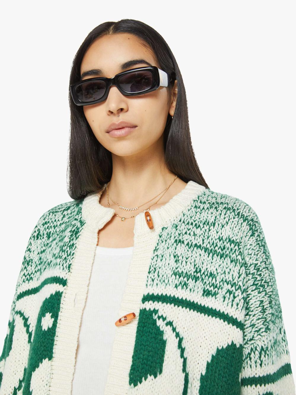 Women Jackets | Mother Denim The Long Drop Cardigan - Forest And Cream