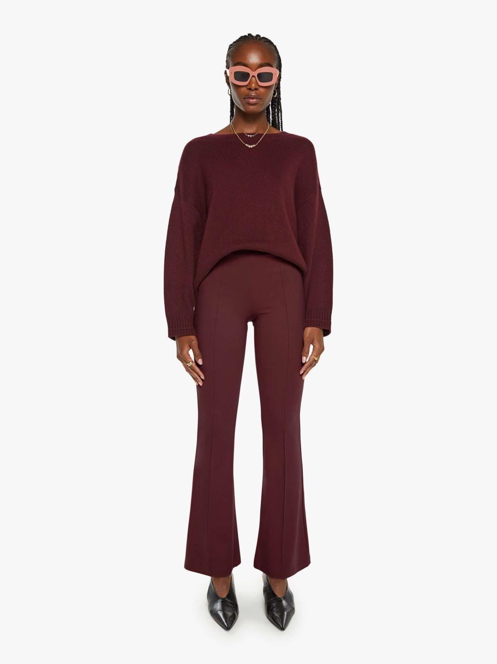 Women Pants | Mother Denim SABLYN Bailey High Rise Pintuck Flare - Bordeaux