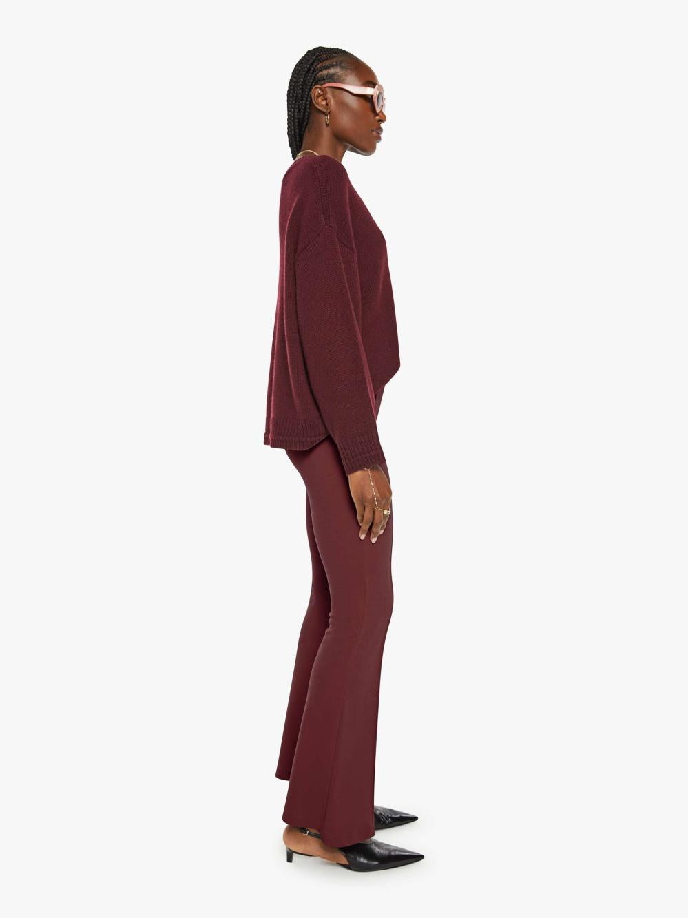 Women Pants | Mother Denim SABLYN Bailey High Rise Pintuck Flare - Bordeaux
