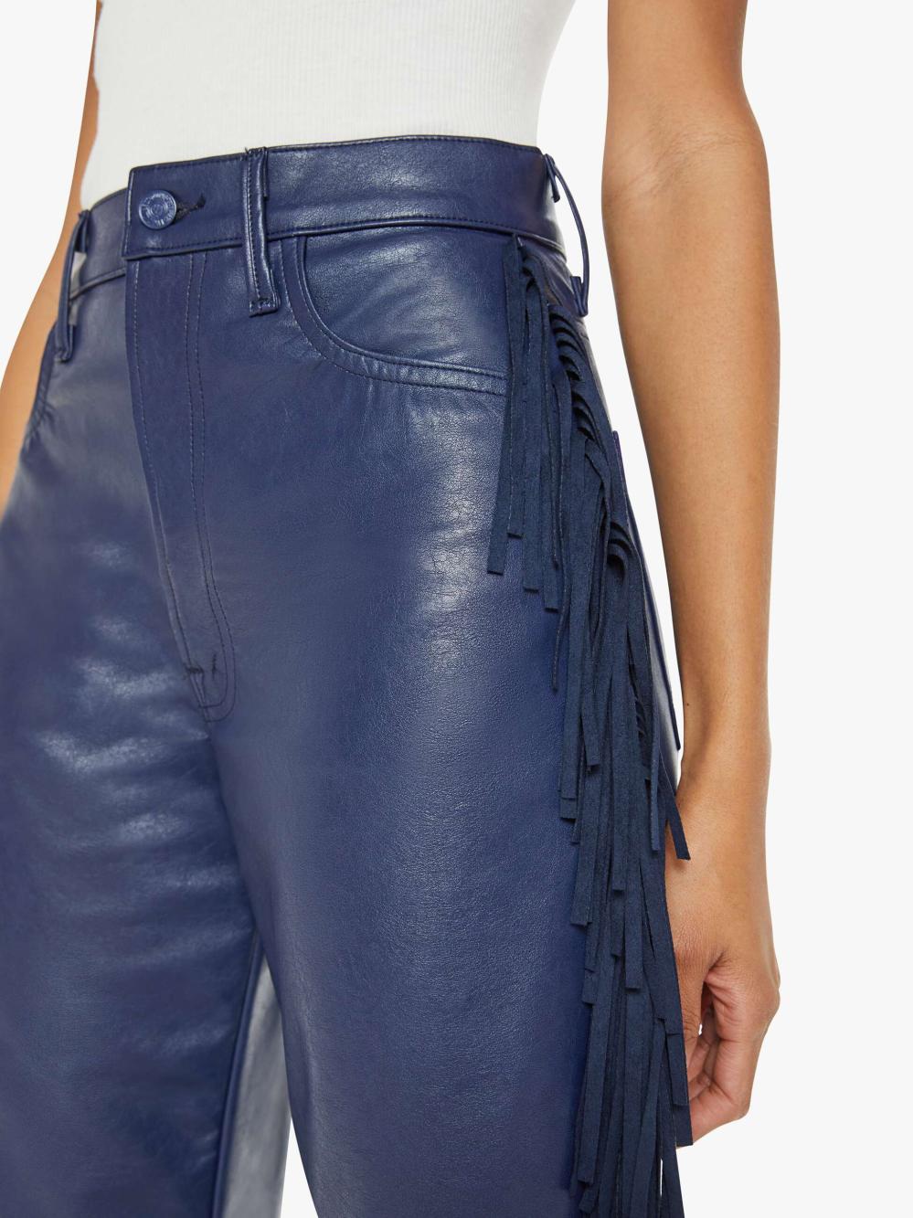 Women Pants | Mother Denim The Fringe Half-Pipe Sneak - Varsity Blues