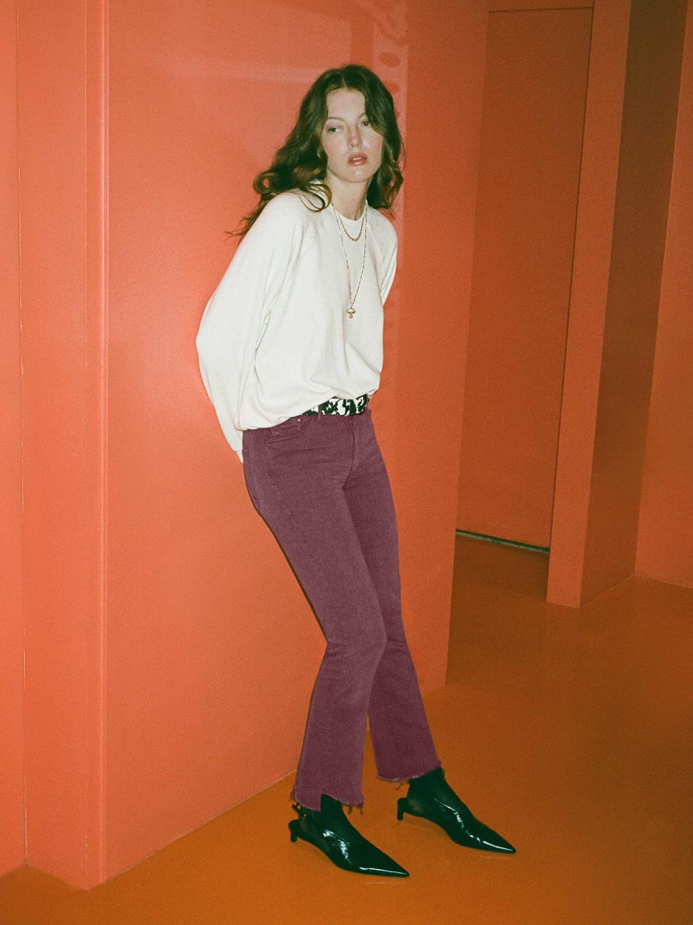 Women Pants | Mother Denim The Insider Crop Step Fray - Mauve Wine