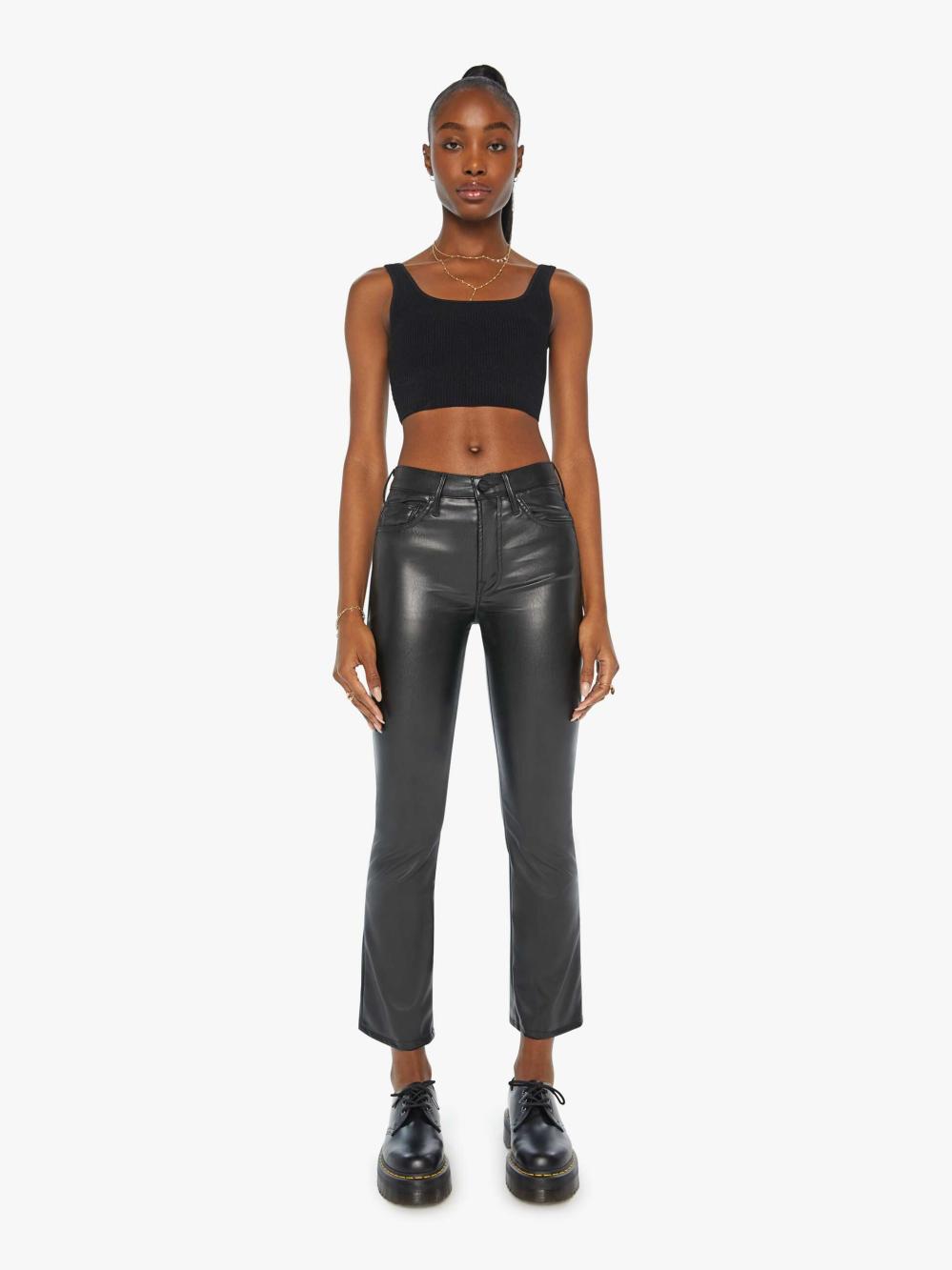 Women Pants | Mother Denim The Insider Flood - Wax On, Wax Off Black