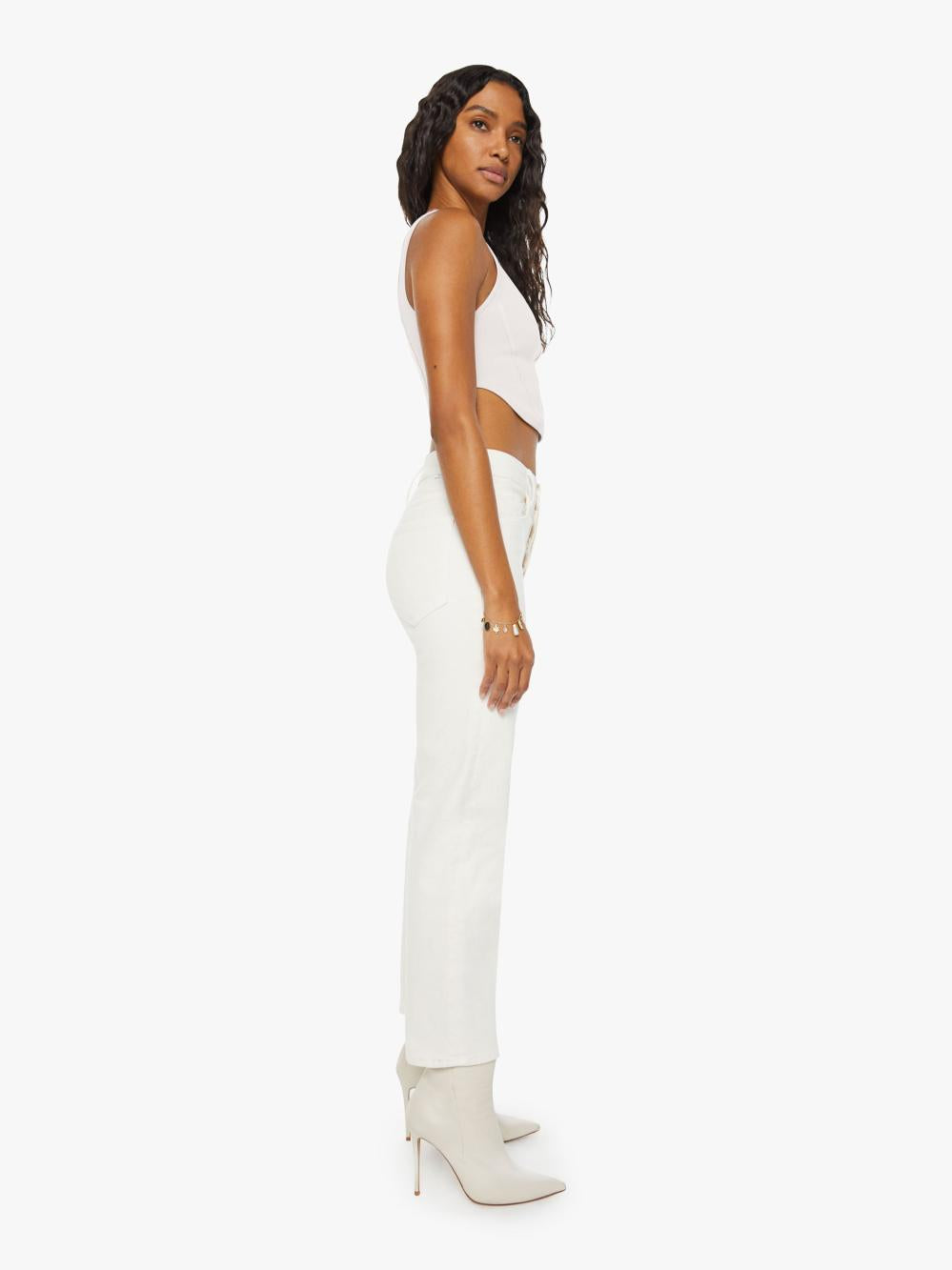 Women Pants | Mother Denim Women's The Tomcat Ankle - Cream Puffs