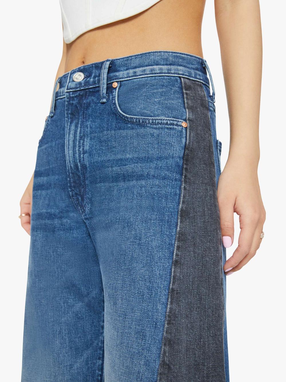 Women Petites | Mother Denim PETITES The Lil' Half Pipe Flood - Black And Blue