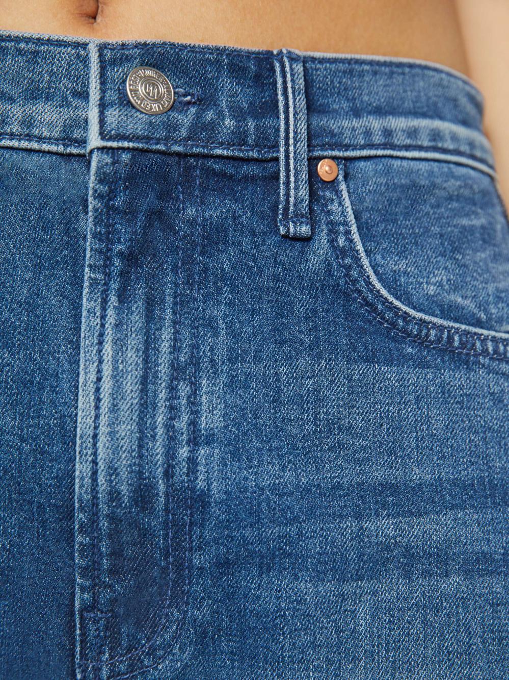 Women Petites | Mother Denim PETITES The Lil' Half Pipe Flood - Black And Blue