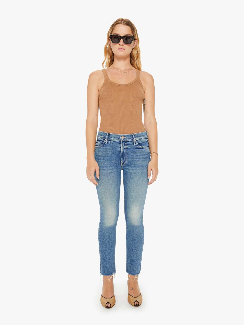 Women Petites | Mother Denim PETITES THE LIL MID RISE DAZZLER ANKLE FRAY RIDING THE CLIFFSIDE
