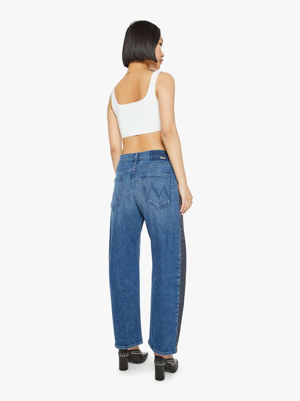 Women Relaxed | Mother Denim PETITES The Lil' Half Pipe Flood - Black And Blue