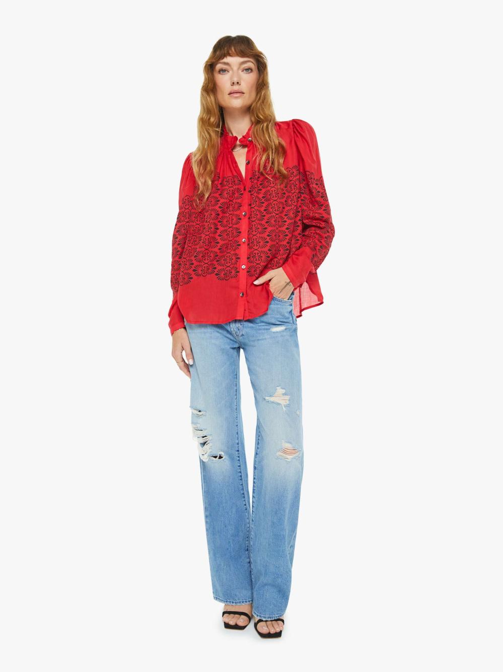 Women Shirts | Mother Denim Alix Of Bohemia Artemis Shirt - Cherry Trellis