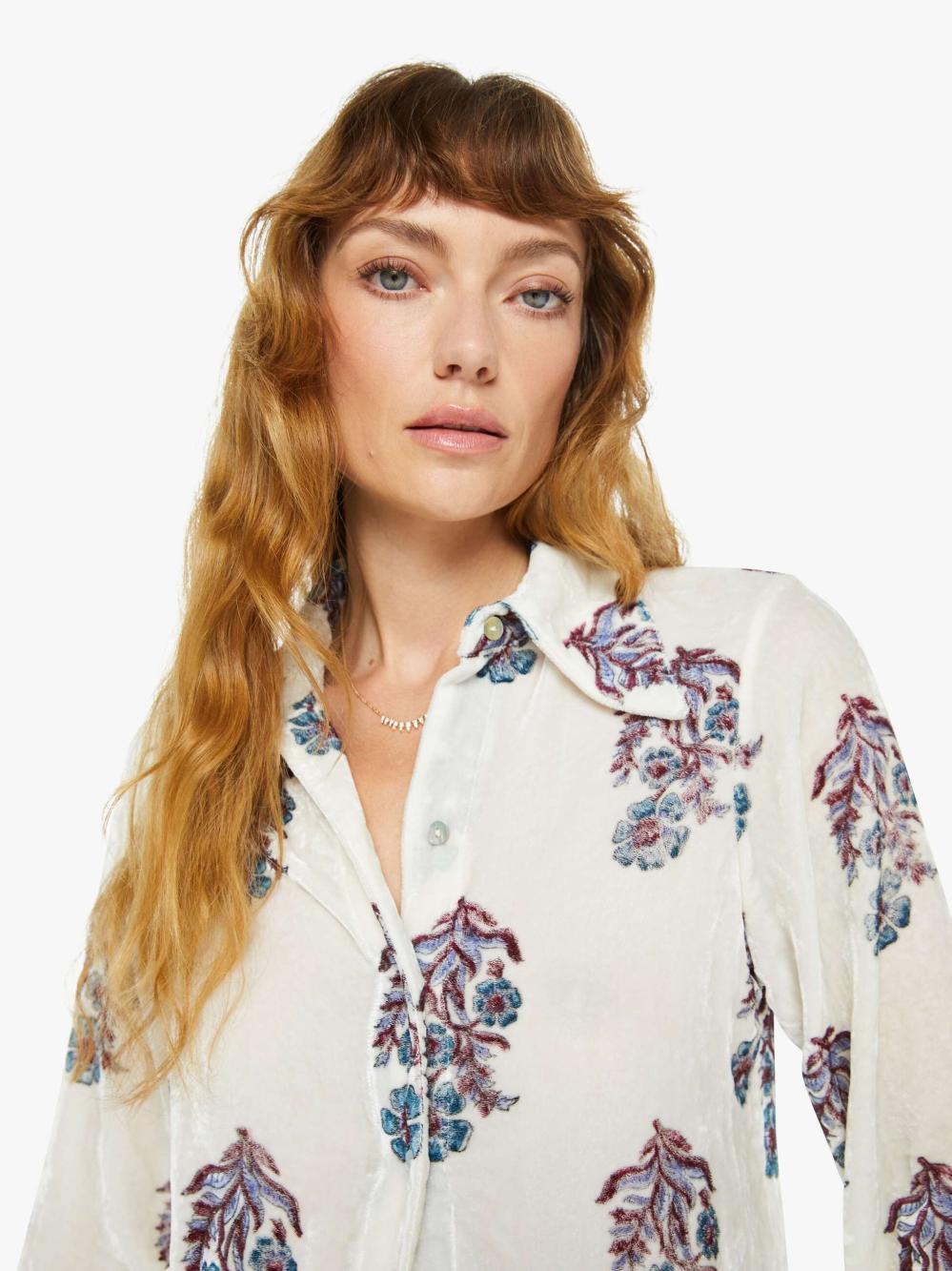 Women Shirts | Mother Denim Alix Of Bohemia Dolly Velvet Shirt - Azure Mirabilis