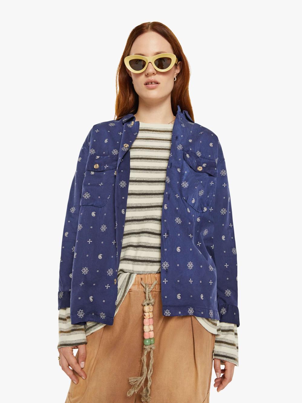 Women Shirts | Mother Denim Dr. Collectors Bowling Long Sleeve - Sailor Blue