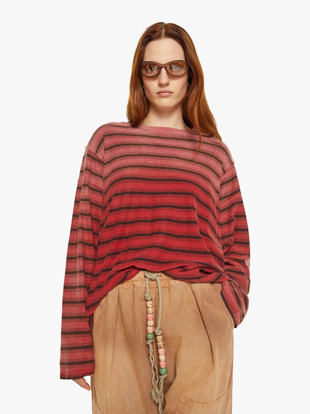 Women Shirts | Mother Denim Dr. Collectors Derrick Tee Stripes - Antique Red