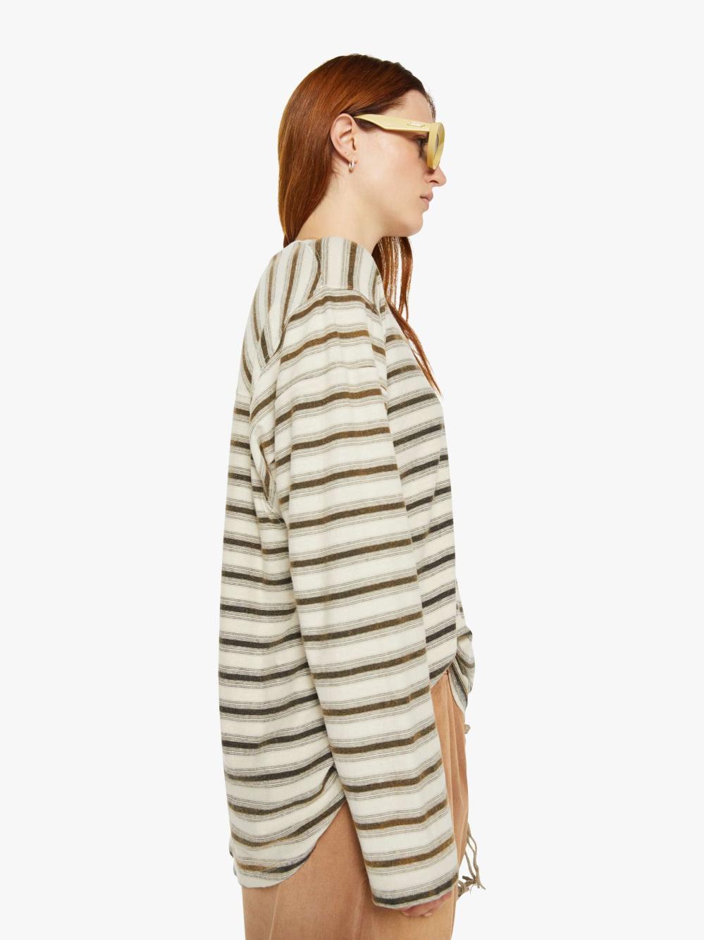 Women Shirts | Mother Denim Dr. Collectors Derrick Tee Stripes - Stone