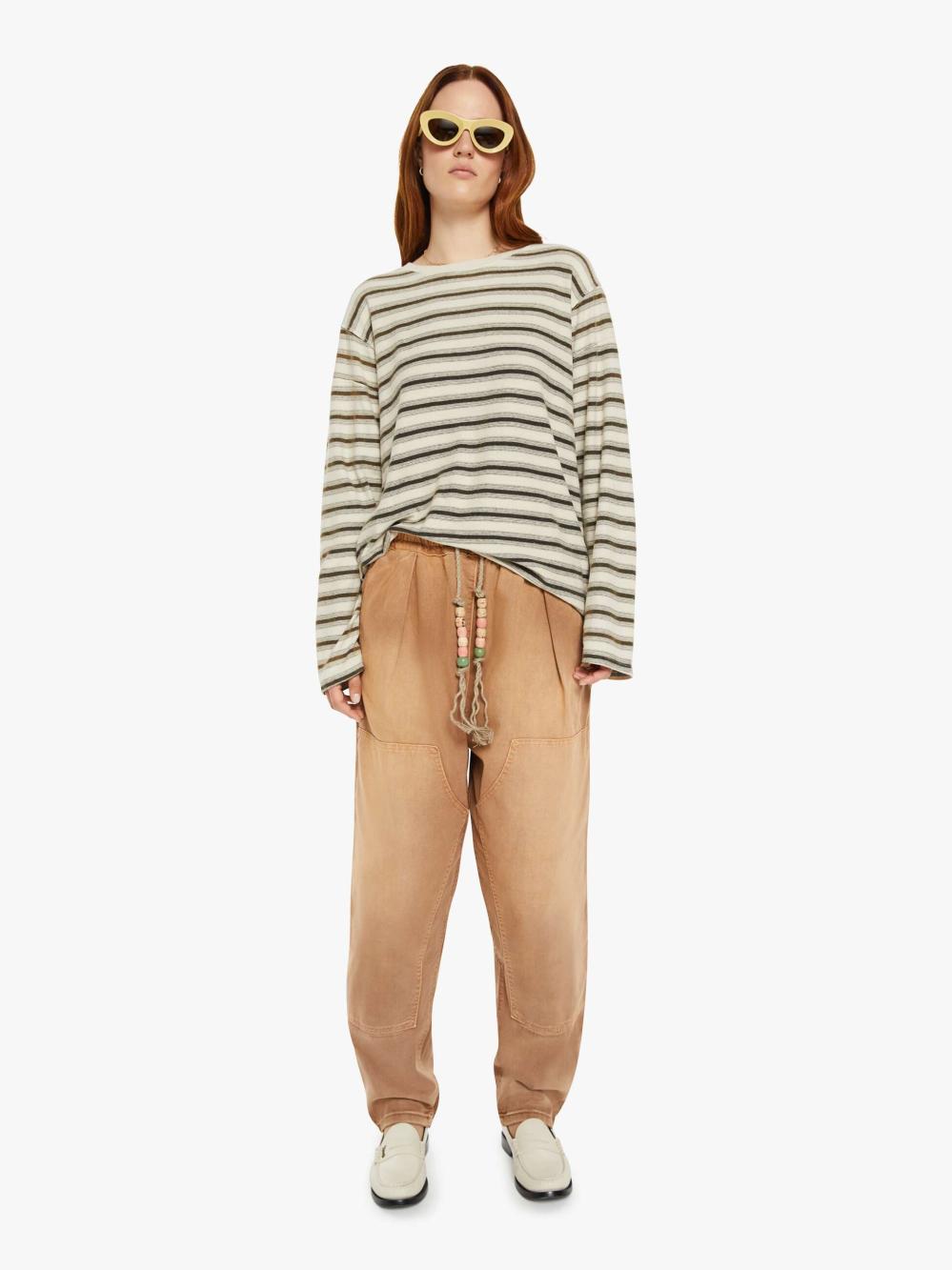 Women Shirts | Mother Denim Dr. Collectors Derrick Tee Stripes - Stone