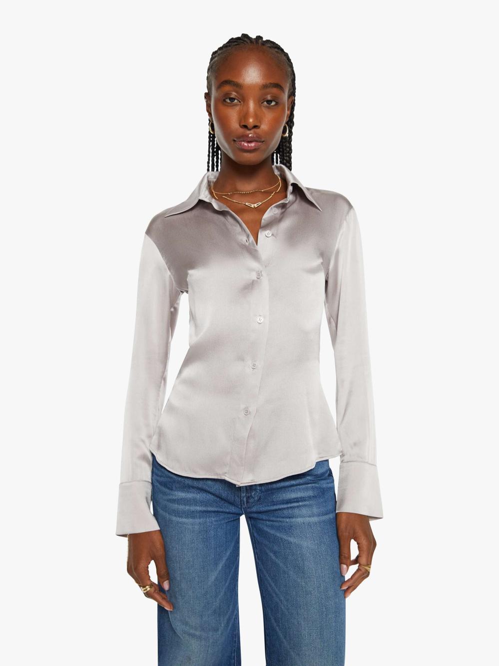 Women Shirts | Mother Denim Maria Cher Eloise Shirt - Silver
