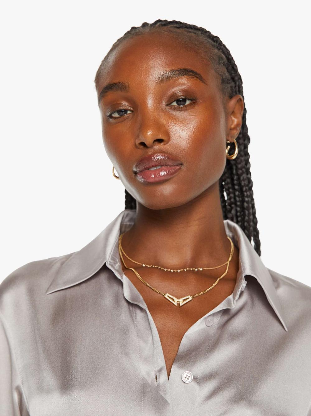 Women Shirts | Mother Denim Maria Cher Eloise Shirt - Silver