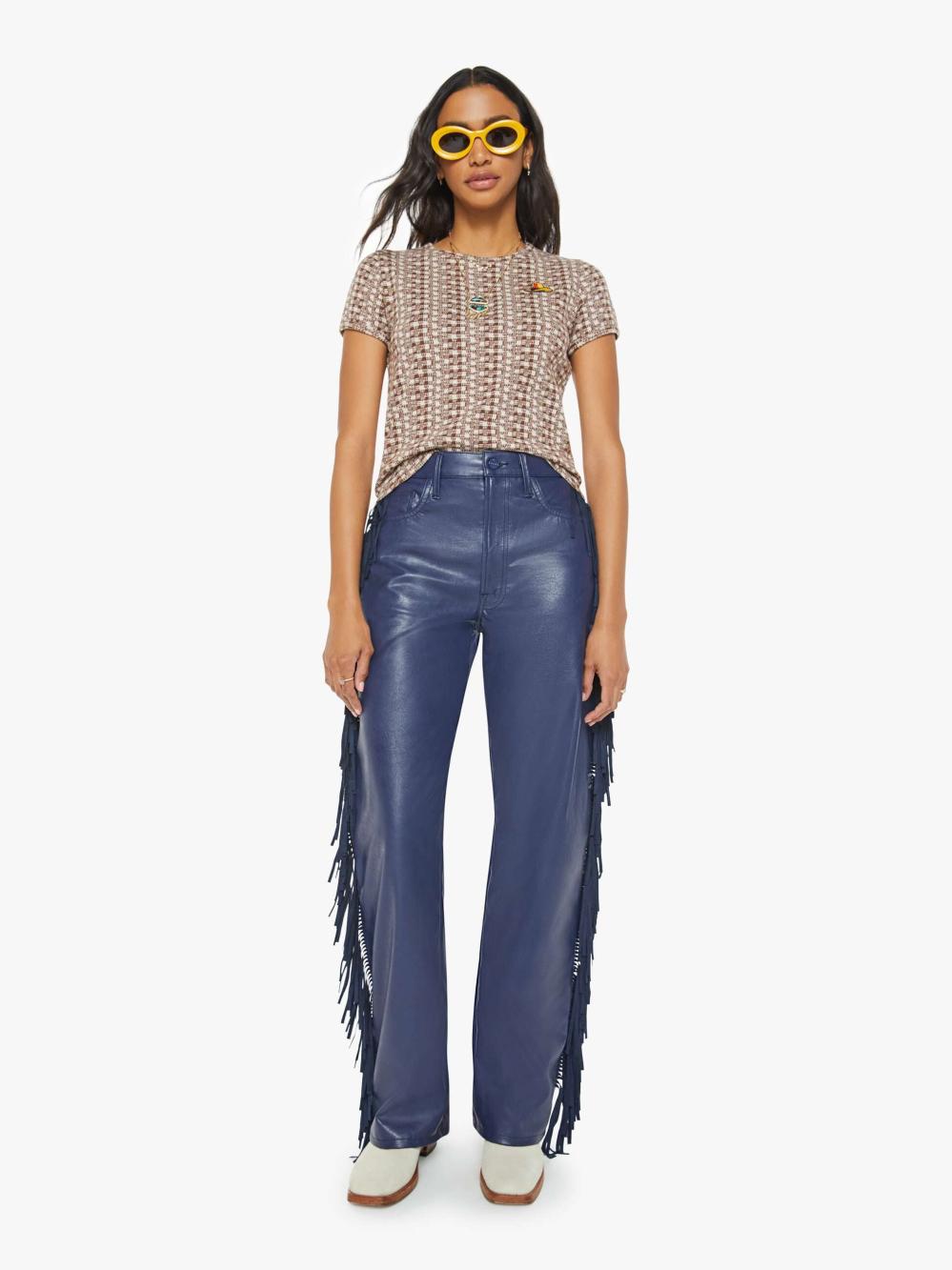 Women Shirts | Mother Denim The Itty Bitty Ringer - Check It Cowboy