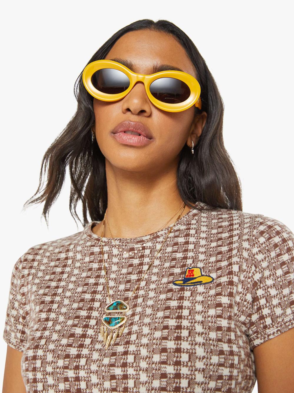 Women Shirts | Mother Denim The Itty Bitty Ringer - Check It Cowboy