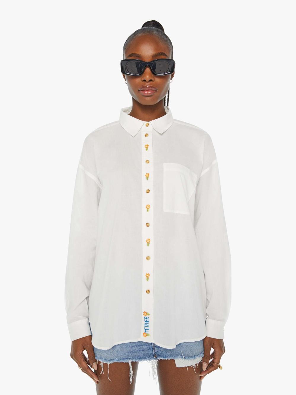Women Shirts | Mother Denim The Pushing Buttons - Familiar Territory - Bright White