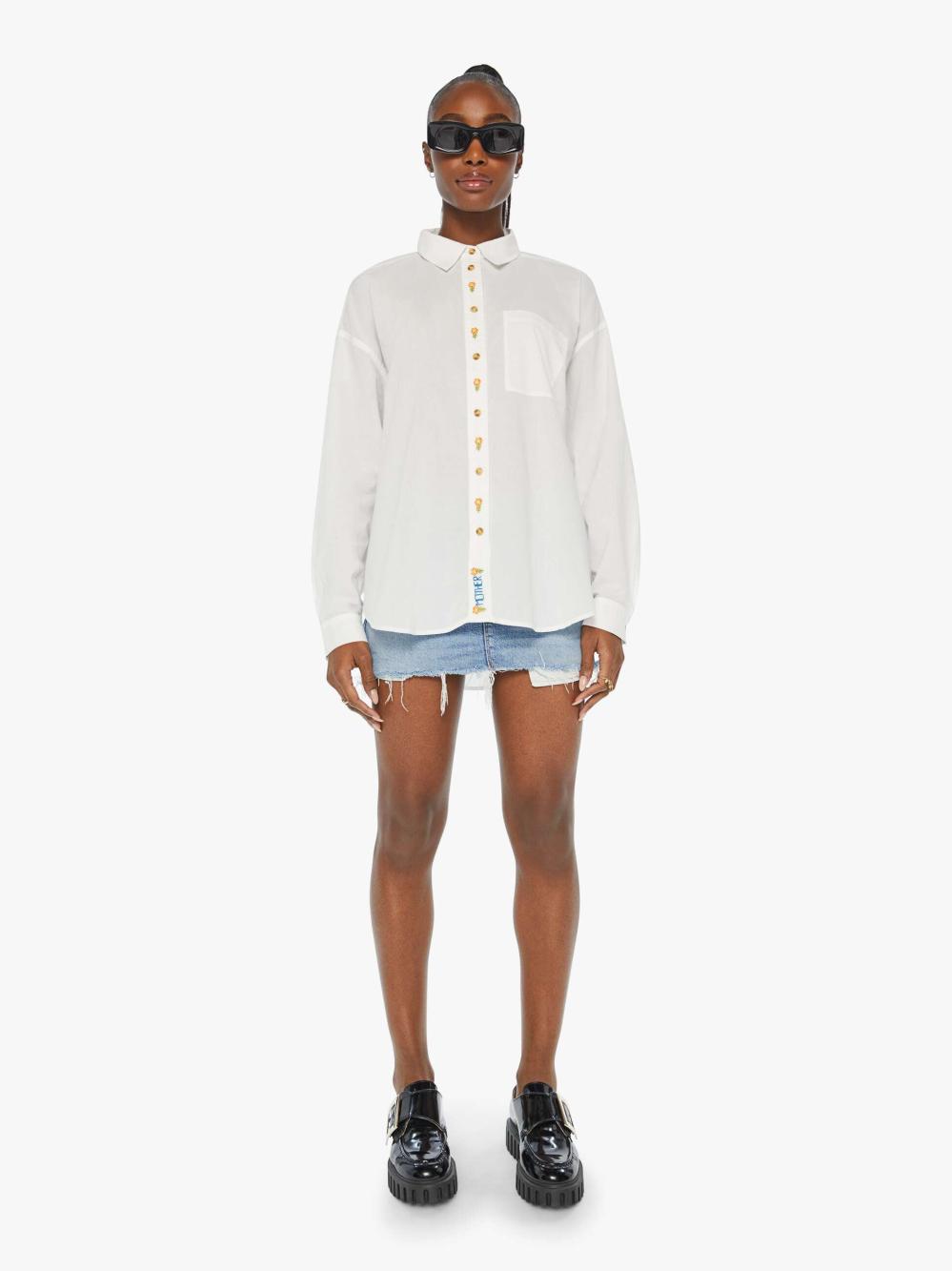Women Shirts | Mother Denim The Pushing Buttons - Familiar Territory - Bright White