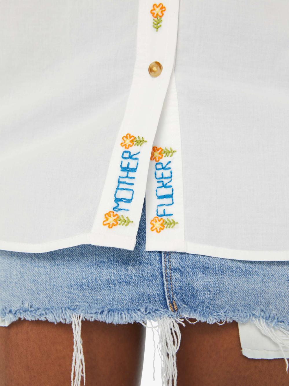 Women Shirts | Mother Denim The Pushing Buttons - Familiar Territory - Bright White