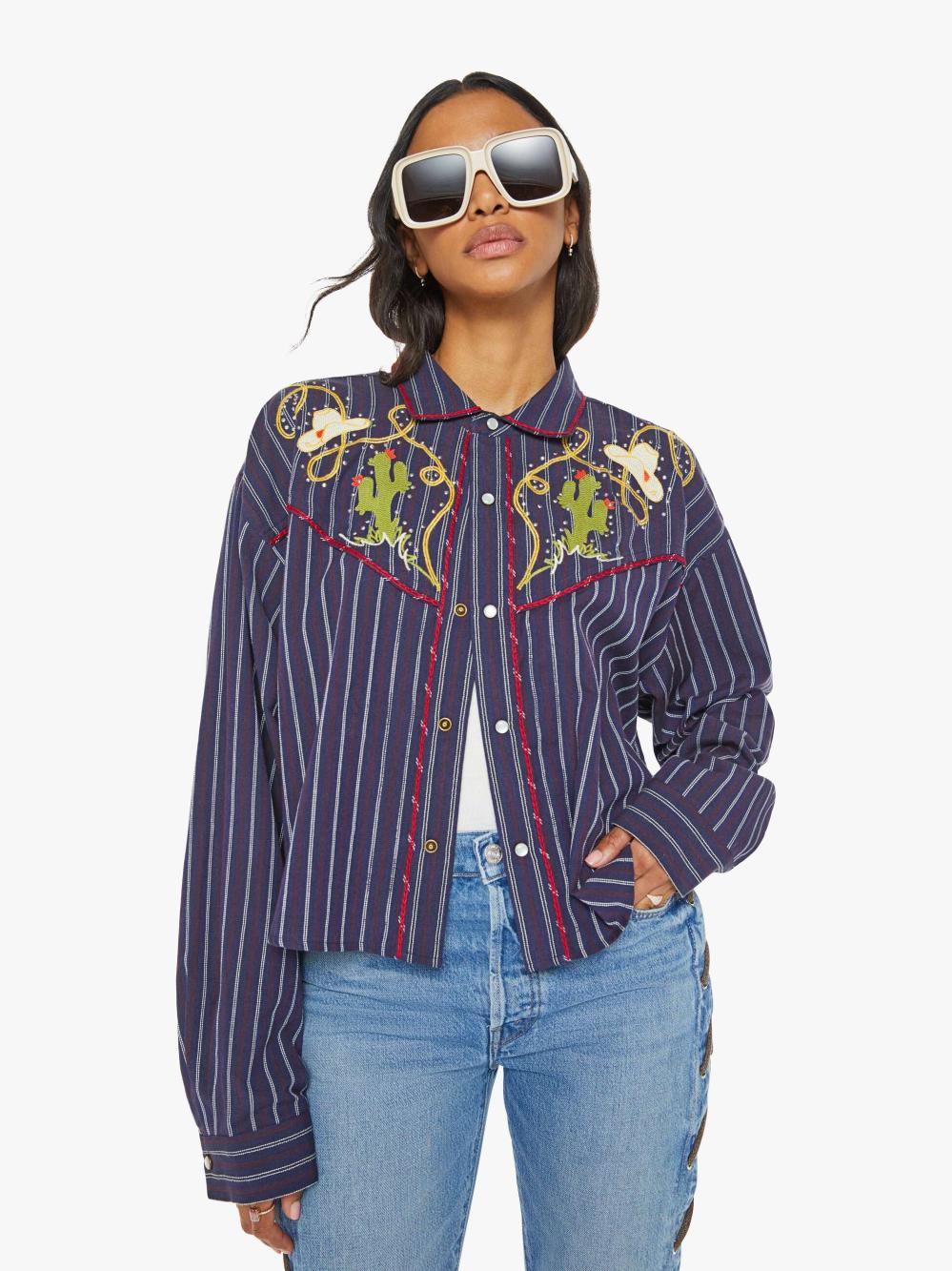 Women Shirts | Mother Denim The Riding Shotgun - Circle The Wagon