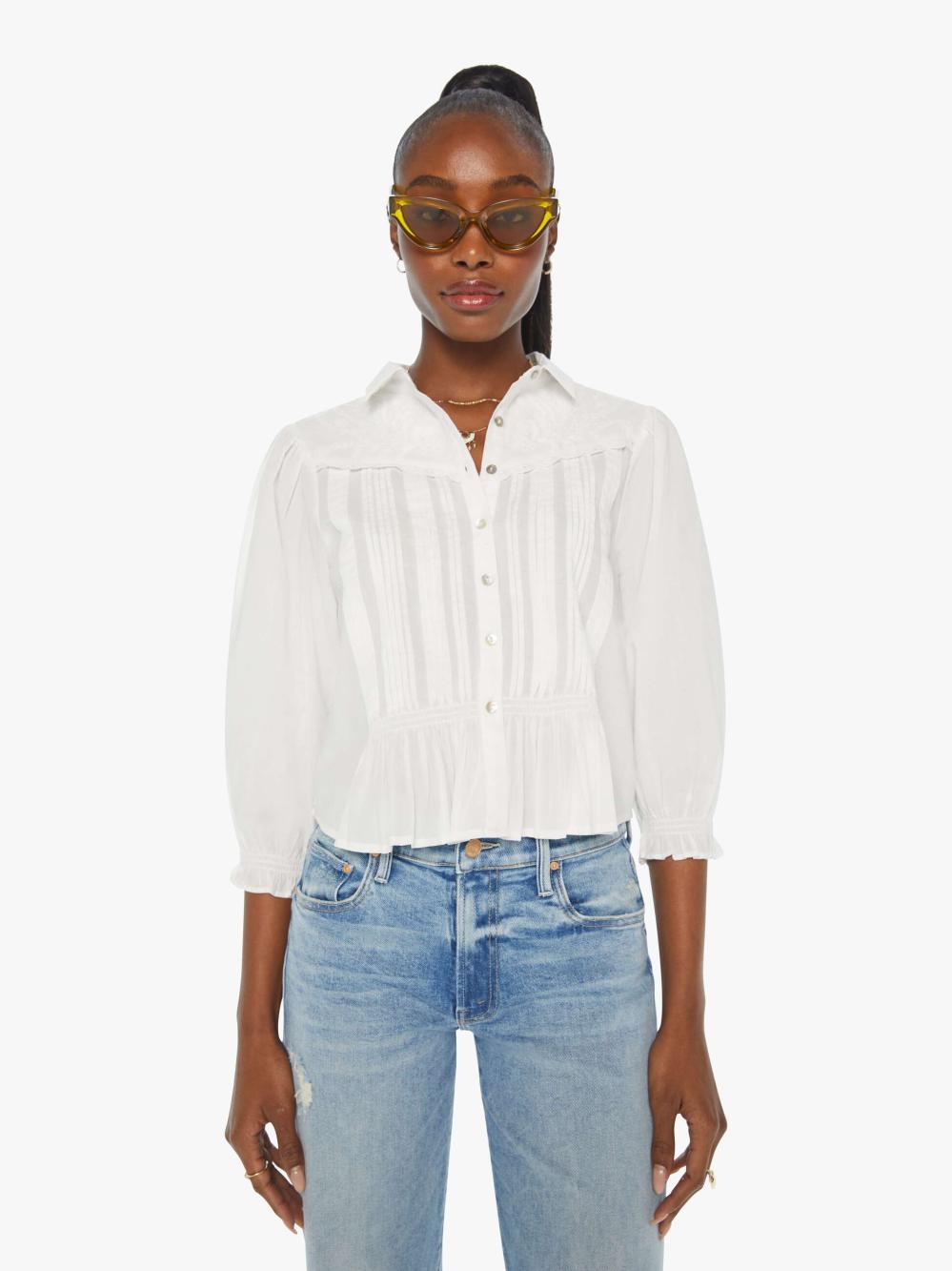 Women Shirts | Mother Denim The Tucks And Gathers - Bright White
