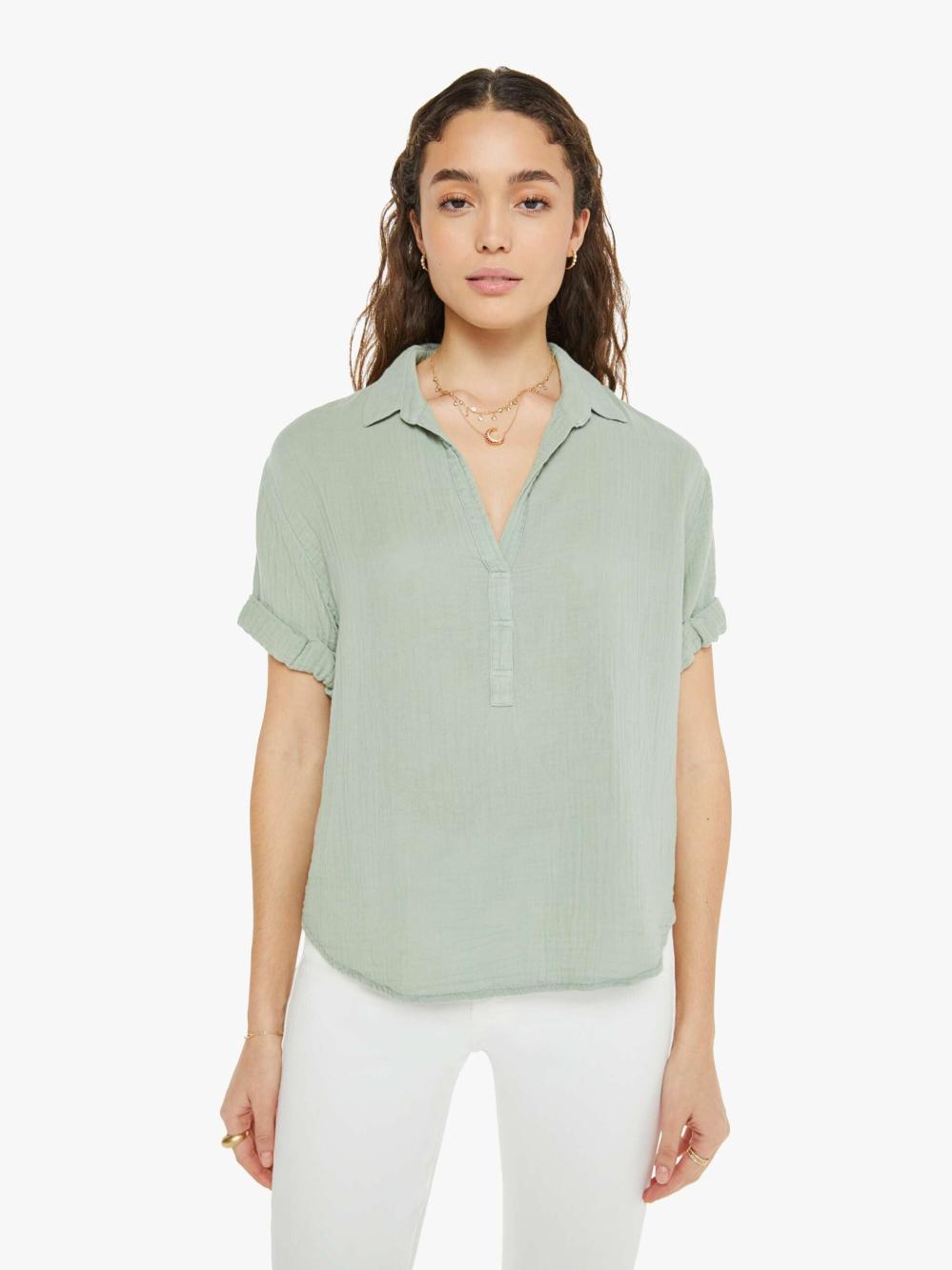 Women Shirts | Mother Denim XiRENA Cruz Top - Aqua Grey