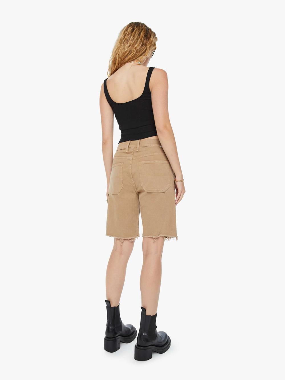 Women Shorts | Mother Denim The Bee's Knees Short Fray - Dark Khaki