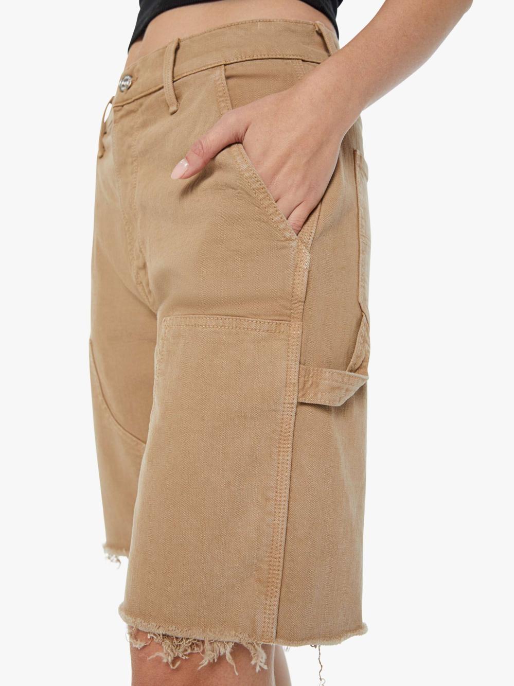 Women Shorts | Mother Denim The Bee's Knees Short Fray - Dark Khaki