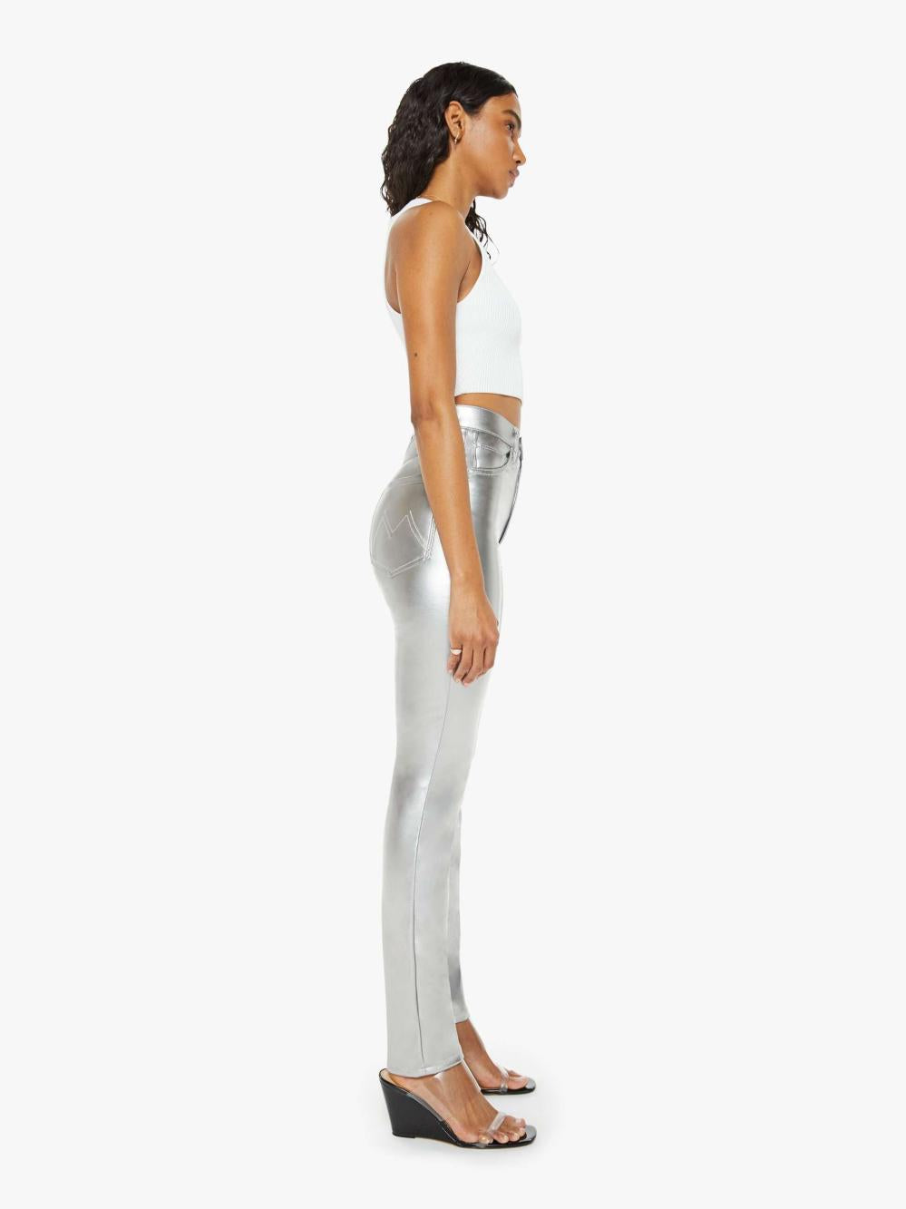 Women Skinny | Mother Denim High Waisted Rail Skimp - Silver Dagger