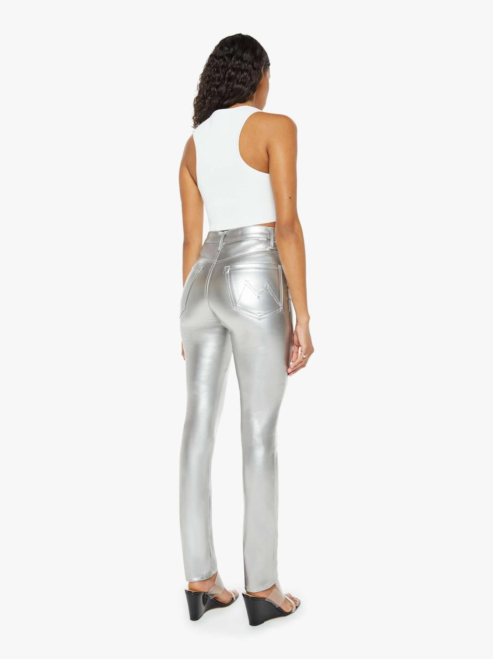 Women Skinny | Mother Denim High Waisted Rail Skimp - Silver Dagger
