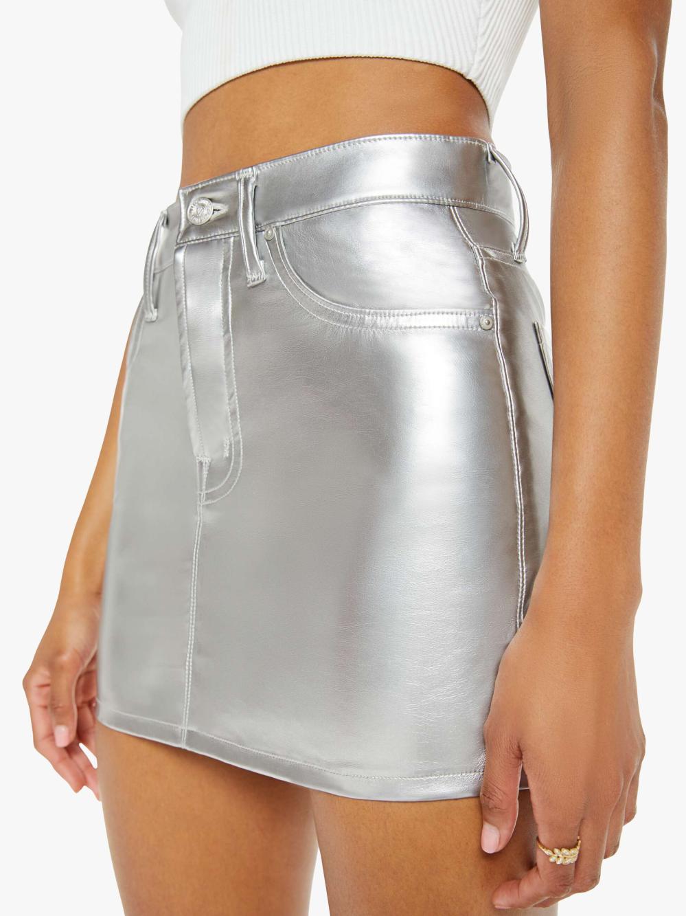 Women Skirts &amp; Dresses | Mother Denim The Vagabond Zip Mini - Silver Dagger