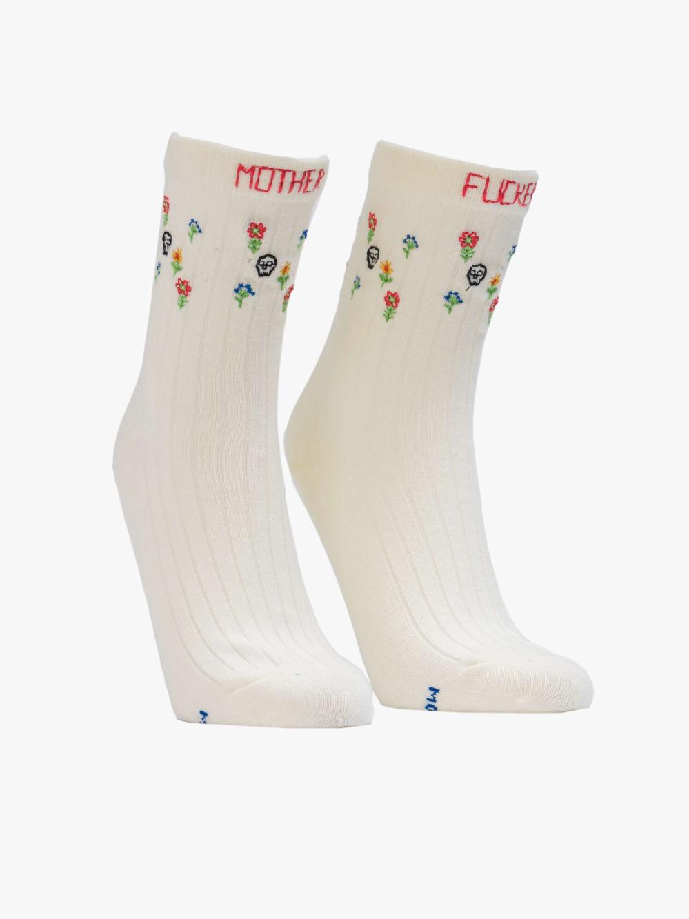 Women Socks | Mother Denim The Half Step - MF Skulls And Flowers