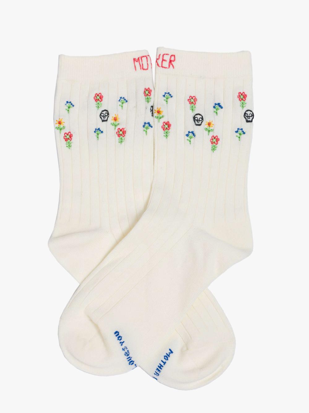 Women Socks | Mother Denim The Half Step - MF Skulls And Flowers
