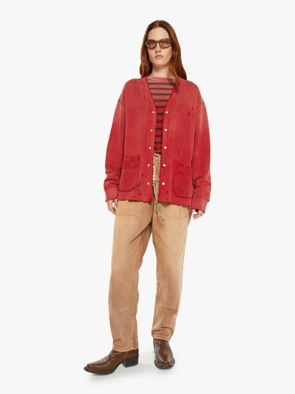 Women Sweaters | Mother Denim Dr. Collectors Surf Riders Cardigan - Antique Red