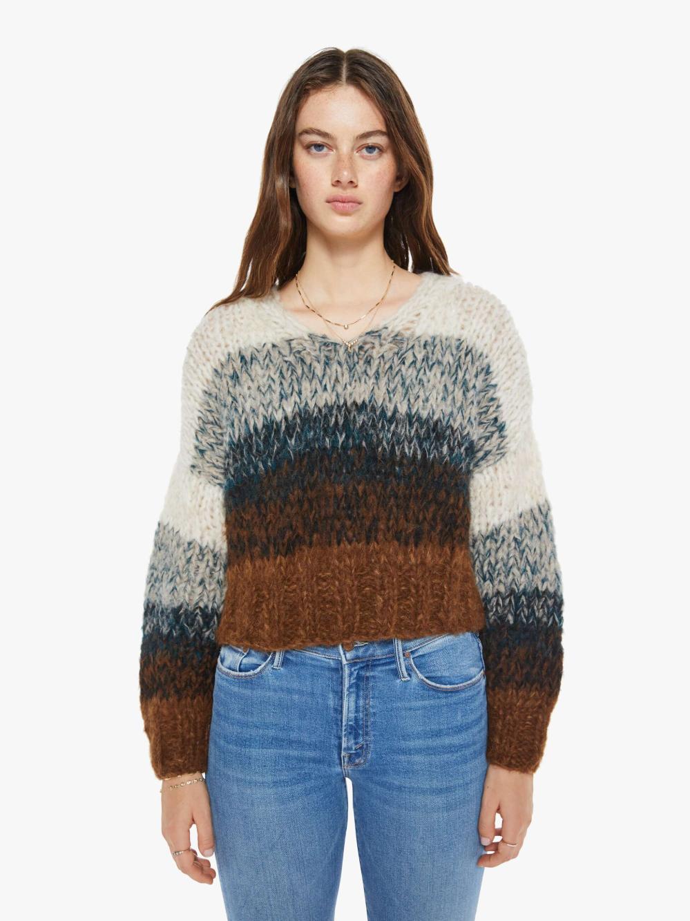Women Sweaters | Mother Denim Maiami Alpaca Ombre V-Neck Pullover - Brown Ombre