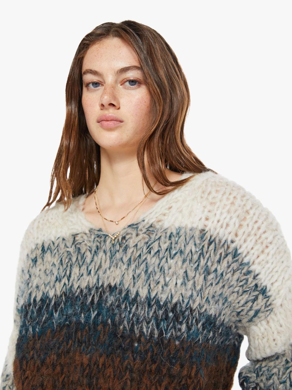 Women Sweaters | Mother Denim Maiami Alpaca Ombre V-Neck Pullover - Brown Ombre