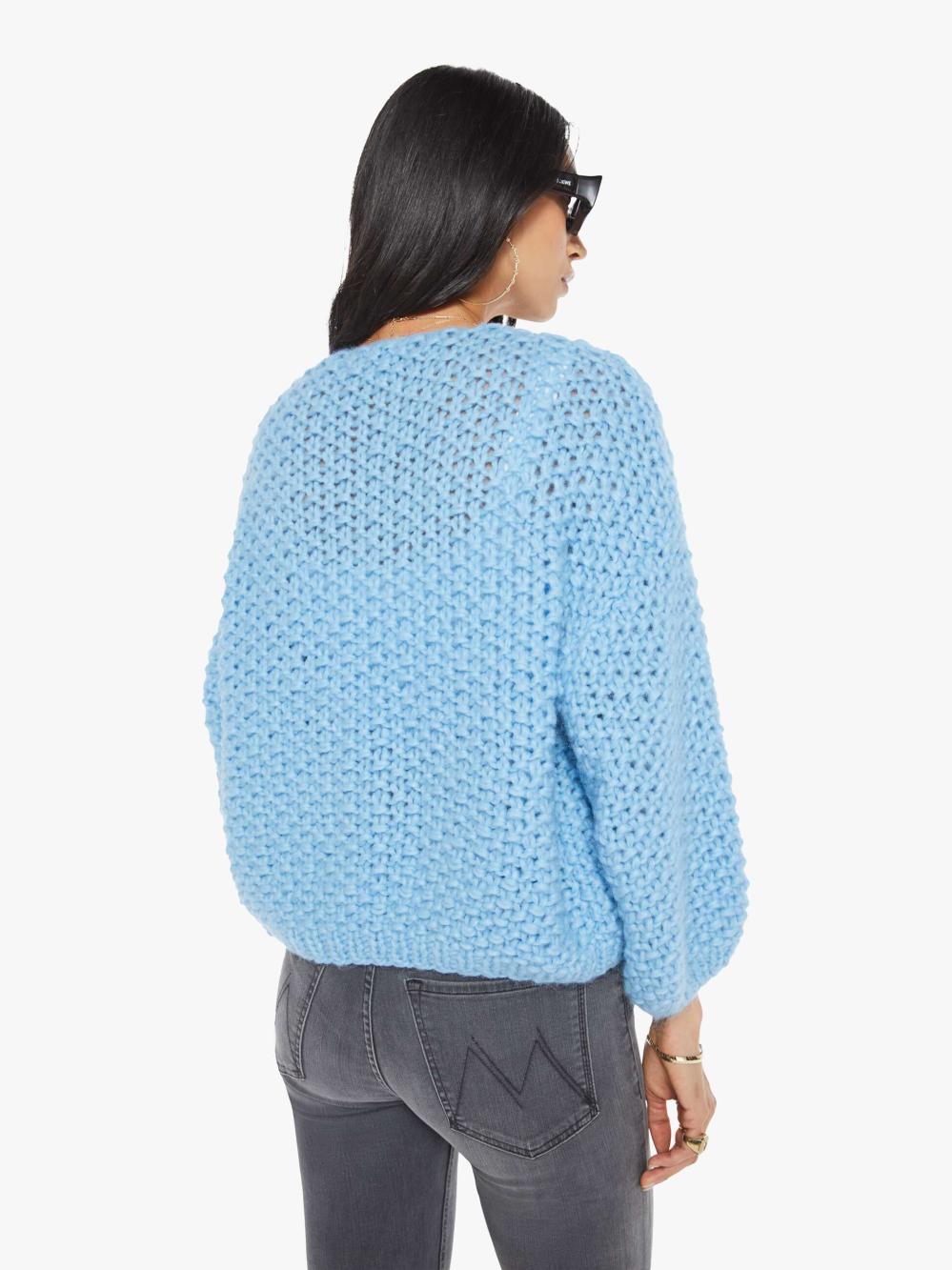 Women Sweaters | Mother Denim Maiami Alpaca Pearl Pattern Bomber Cardigan - Alaskan Blue