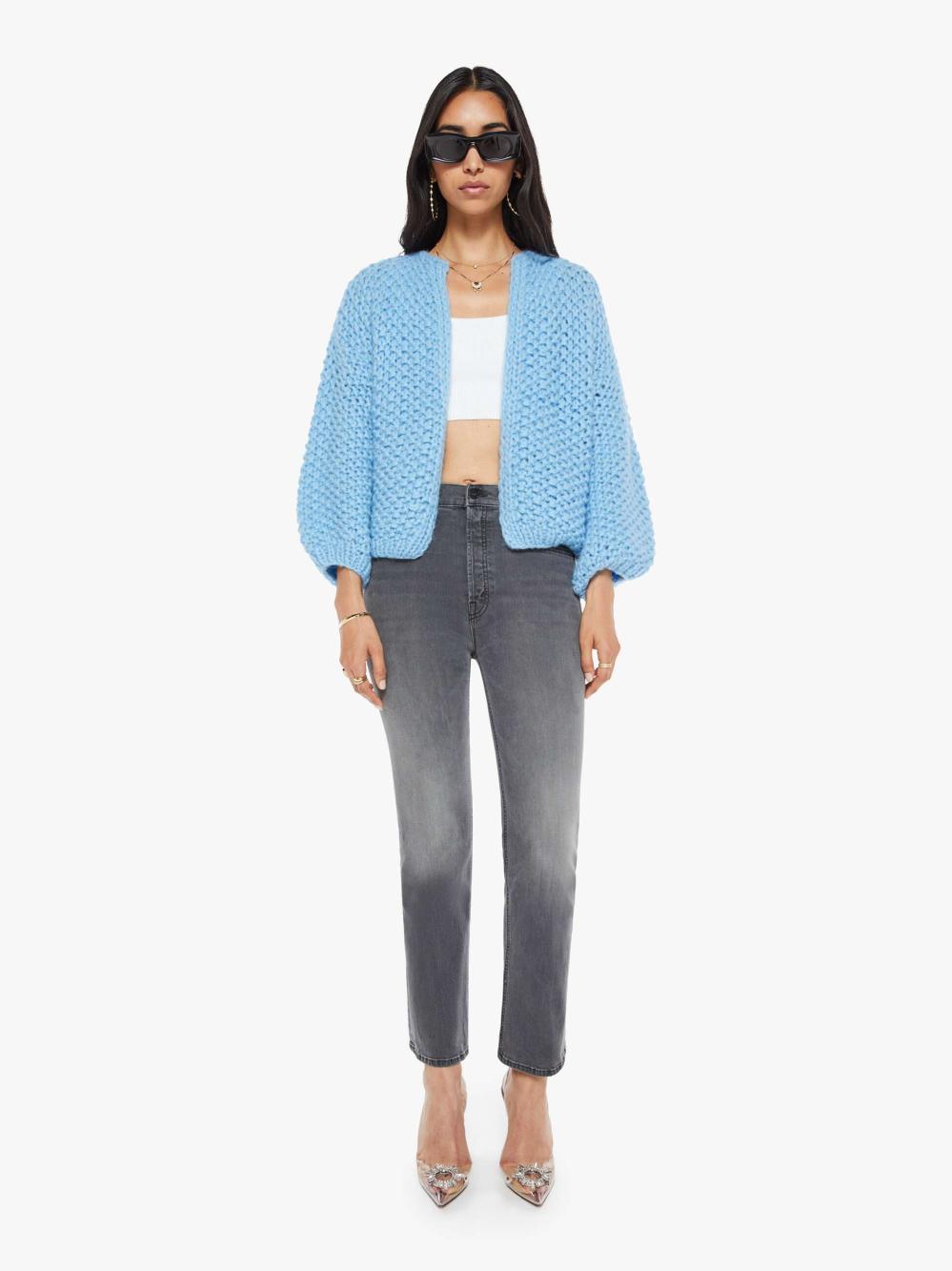 Women Sweaters | Mother Denim Maiami Alpaca Pearl Pattern Bomber Cardigan - Alaskan Blue